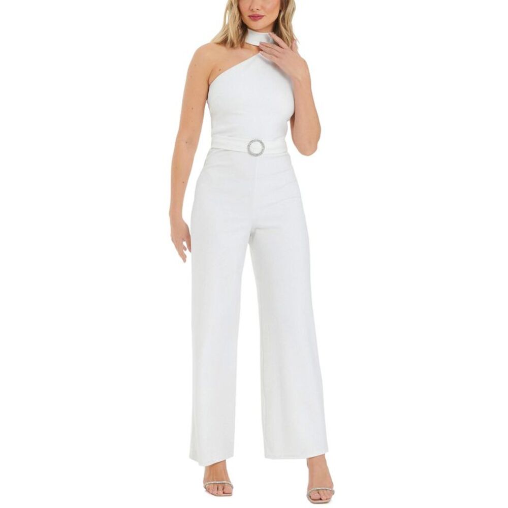 Quiz Womens Asymmetrical Palazzo Jumpsuit 6 White - NWT $118